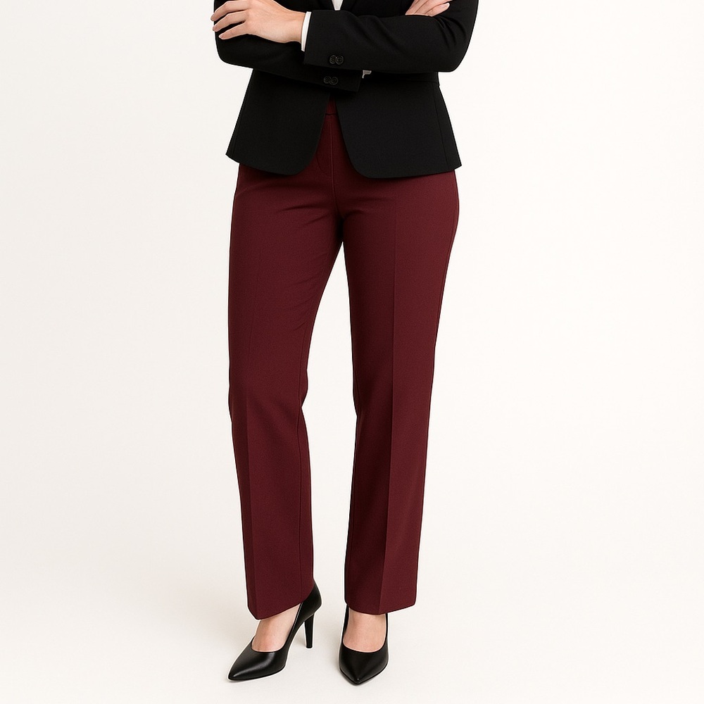 NWT Talbots Semi Pleated Straight Leg Pants - Burgundy